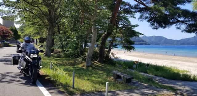 Japan motorcycle touring ninjatours lake tazawa coastal road