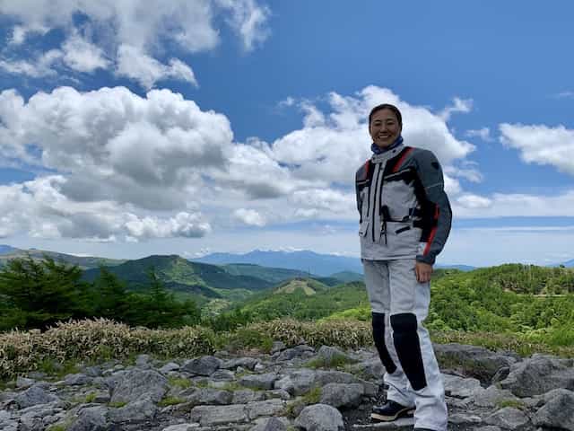 Japan Motorcycle tour ninjatours Matsumoto mountain view with beautiful sky