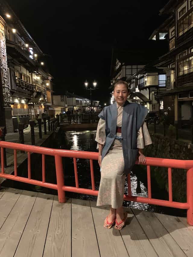 Japan motorcycle tours ninjatours Hachimantai Naruko onsen nighttime bridge