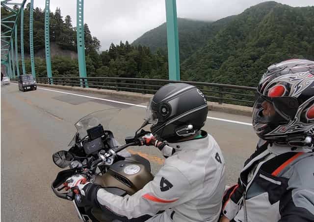 Japan motorcycle tours ninjatours Hachimantai Naruko onsen bridge crossing