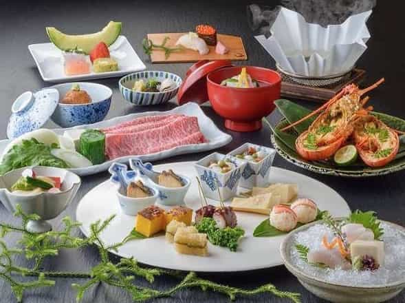 Japan Motorcycle Tours  Arima Onsen Ryokan kaiseki Ryori traditional dinner
