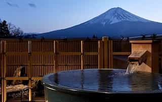 Mt Fuji deluxe accommodations ryokan hot springs view and outdoor bath