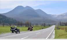 Japan motorcycle tour ninjatours kyushu approaching moountains on bikes