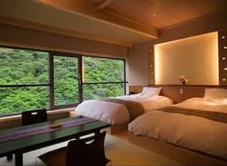 Japan Motorcycle tour ninjatours Ehime deluxe ryokan bedroom 