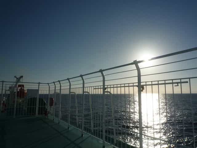 Tokyo Tokushima ferry ninjatours motorcycle tour on the deck
