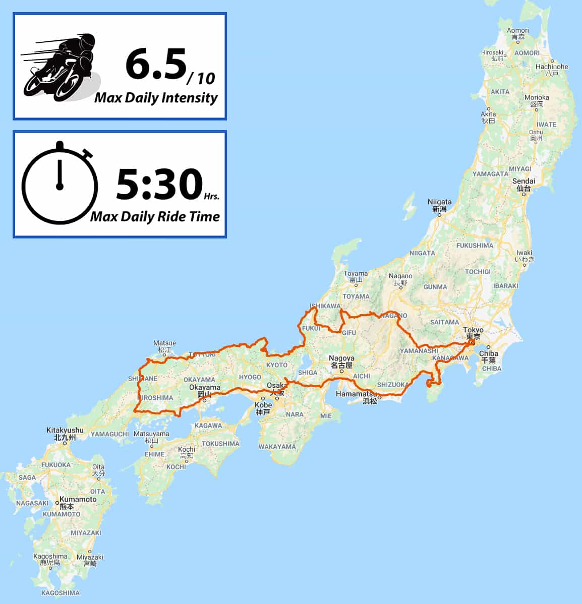 Japan motorcycle tour route riders 